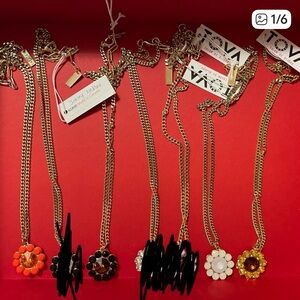 Tova Twiggy necklace Gold and Multicolor Flower Pendant Necklace $25 each